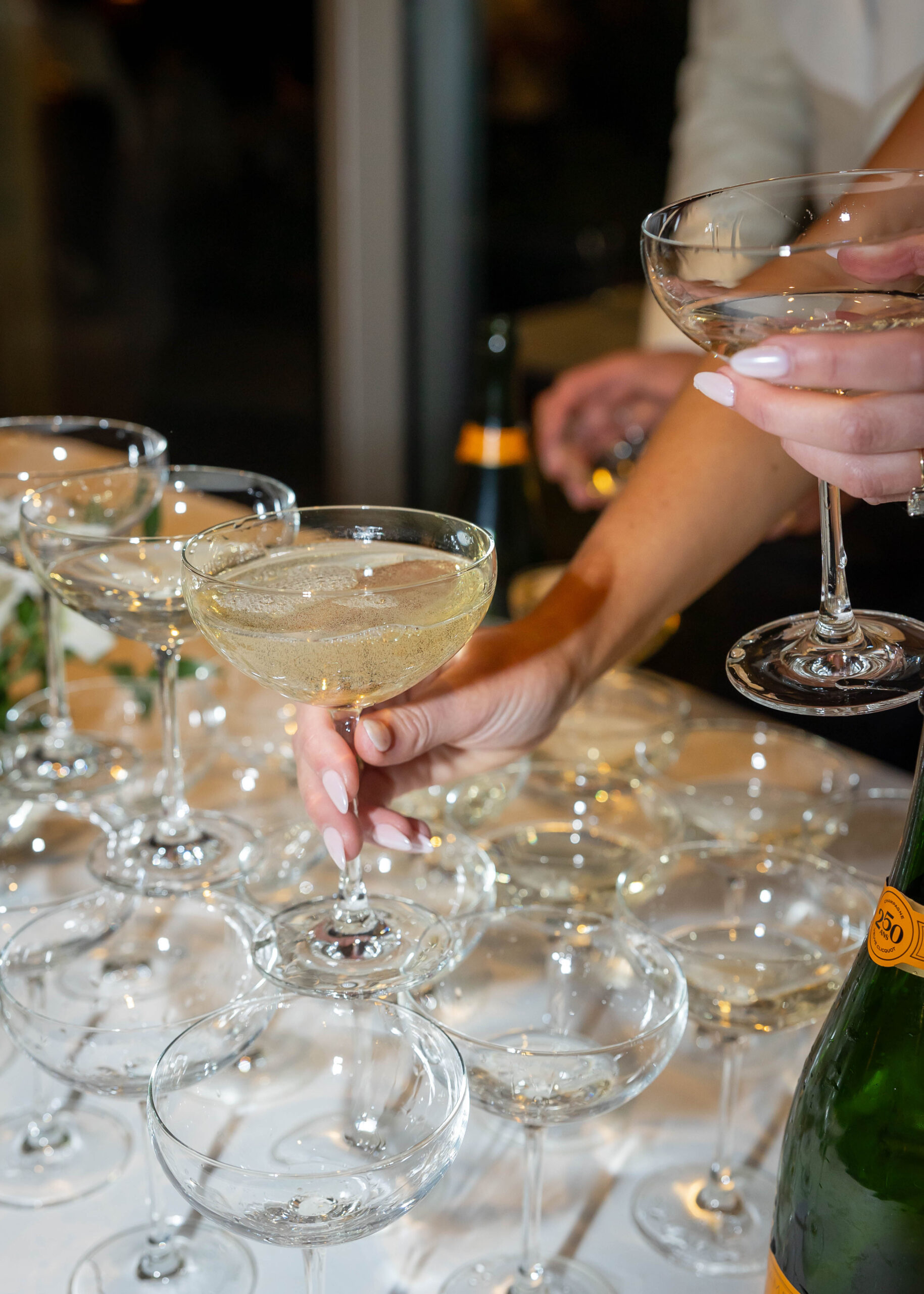 Heartfelt toast by maid of honor with champagne in hand